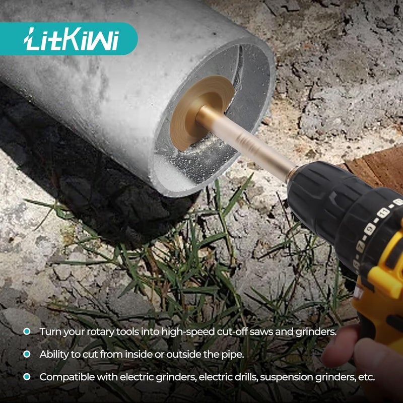 LitKiwi 1/4" Hex Shank with 2PCS Diamond Cutting Blade Wheel for PVC Pipe Cutter,Mini Glasses Cutting Disc Also for Cutting Glass, Jade, Crystal, Ceramics and etc. - Image 2